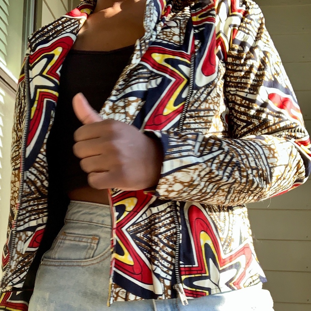 African Print Mosi Biker Jacket